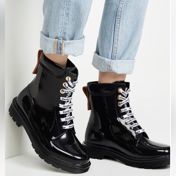 BNIB See By Chloe Florrie black rain boots size 35 - Picture 11 of 11